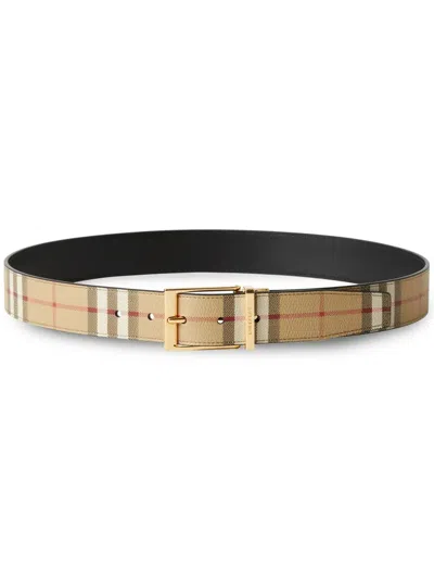 Burberry Logo-engraved Reversible Belt In Archive Beige/gold