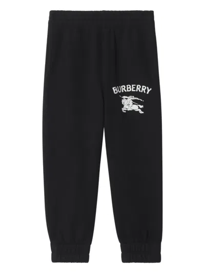 BURBERRY LOGO EQUESTRIAN KNIGHT COTTON TROUSERS