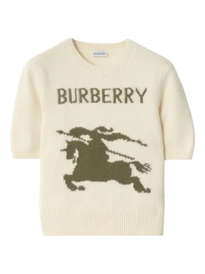 Burberry Logo-equestrian Knight T-shirt In Neutral