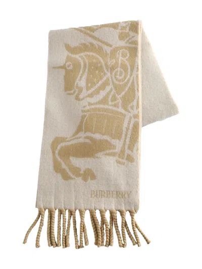 Burberry Logo Fringed Scarf In Multi