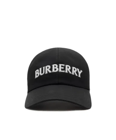 Burberry Logo Gabardine Baseball Cap In Green
