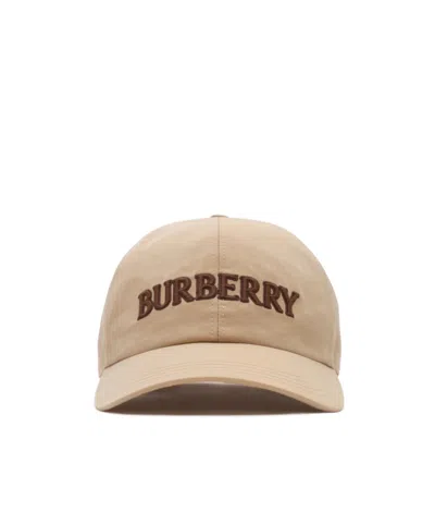 Burberry Logo Gabardine Baseball Cap In Purple