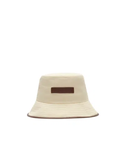 Burberry Logo Gabardine Bucket Hat In Metallic