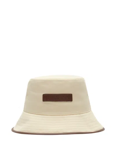 Burberry Logo Gabardine Bucket Hat In Neutral