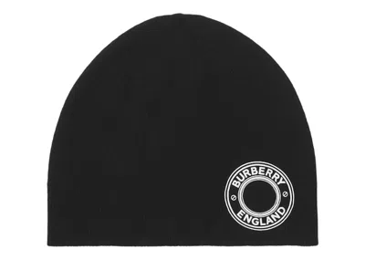 Pre-owned Burberry Logo Graphic Cashmere Blend Beanie In Black
