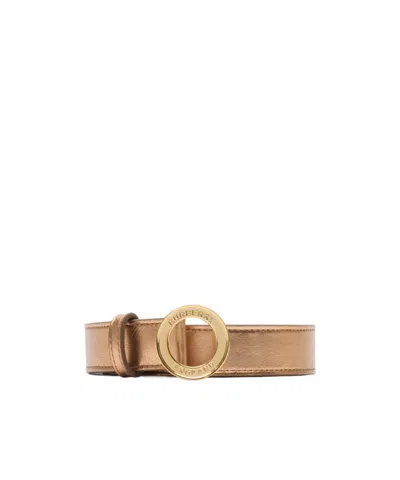 Burberry Logo Graphic Leather Belt In Trumpet Bronze