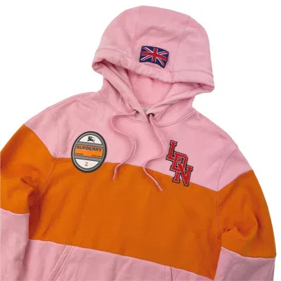 Pre-owned Burberry Logo Graphic Panelled Hoodie In Pink