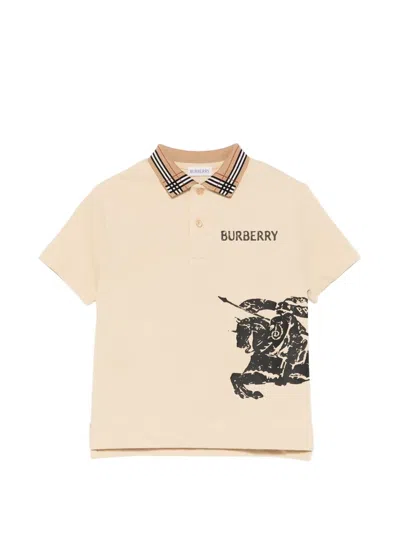 Burberry Kids' Logo Graphic Polo Shirt In Neutral