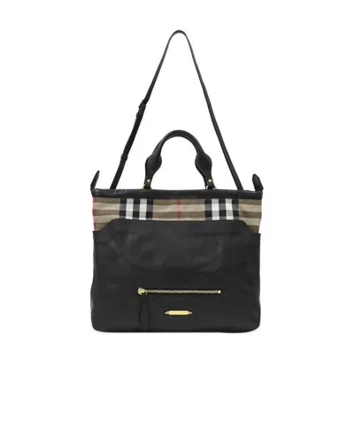 Burberry Logo Handbag In Black