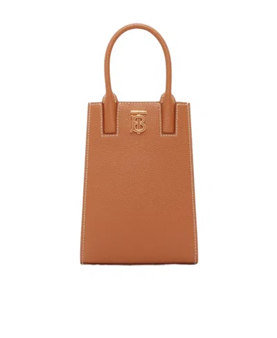 Burberry Logo Handbag In Brown