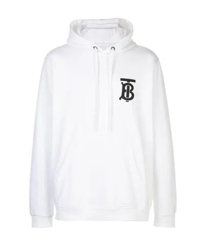 Burberry Logo Hooded Sweater In White