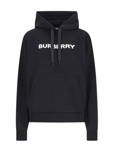 BURBERRY BURBERRY LOGO HOODIE – BLACK