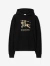 Burberry Men Black Hoodie With Drawstring Hood And Ekd Print And Logo Lettering On The Front In Cott In Black