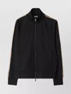 Burberry Checked Jacquard-trimmed Logo-embroidered Tech-jersey Track Jacket In Black