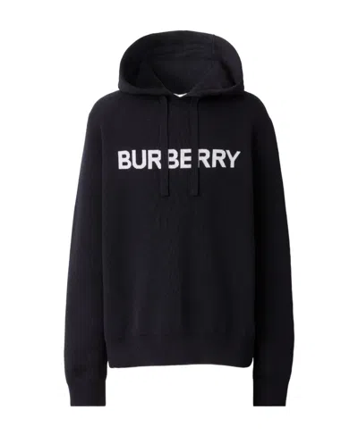 BURBERRY BURBERRY LOGO INTARSIA RIBBED TRIM HOODIE