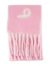 Burberry Logo-intarsia Fringed Scarf In Pink