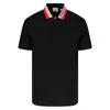 Burberry Logo Intarsia-knit Short Sleeved Polo Shirt In Black