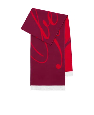Burberry Logo Intarsia-knit Wool-blend Scarf In Red