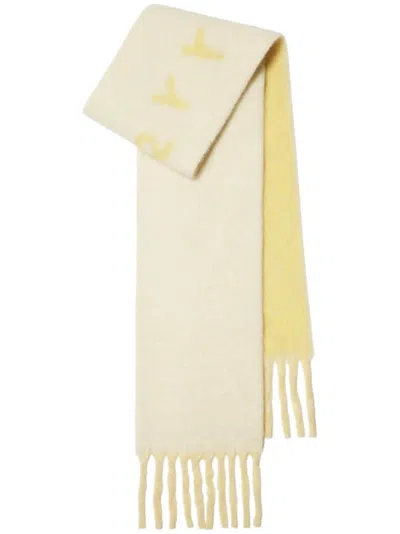 Burberry Logo-intarsia Reversible Scarf In Nude