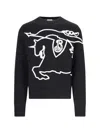 Burberry Black Crewneck Sweater With Maxi Ekd Logo On The Front In Cotton Blend In Black  