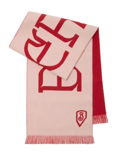 Burberry Logo-intarsia Wool Scarf In Pink