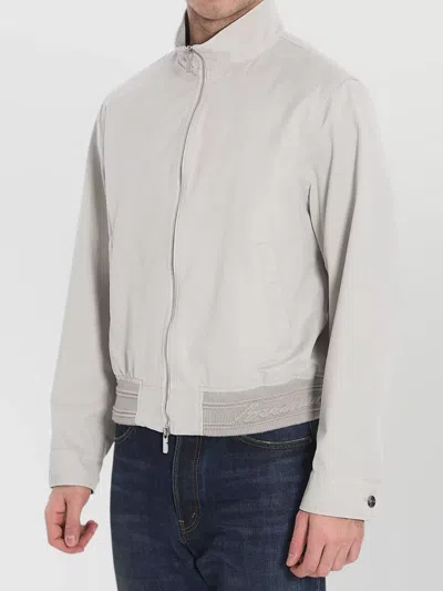 Burberry Logo Jacquard Bomber Jacket In Gray