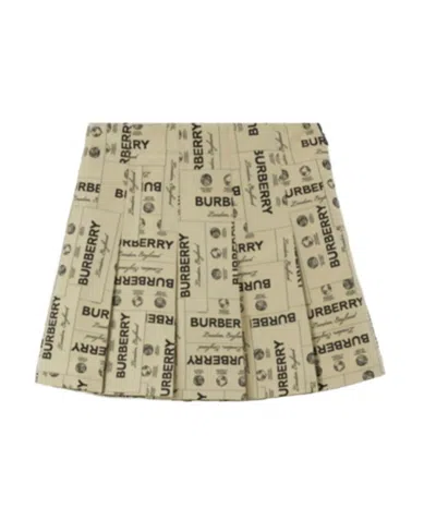 Burberry Logo-jacquard Pleated Miniskirt In Nude