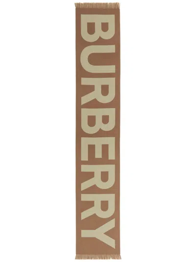 Burberry Logo Jacquard Scarf In Brown