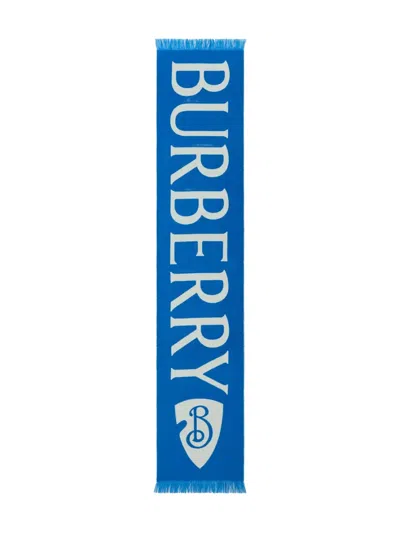 Burberry Logo-jacquard Scarf In Blue