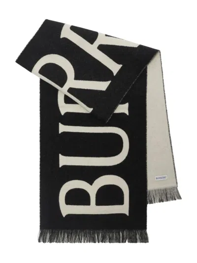 BURBERRY BURBERRY LOGO JACQUARD SCARF BLACK/CALICO