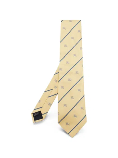 Pre-owned Burberry Logo Jacquard Tie In Yellow