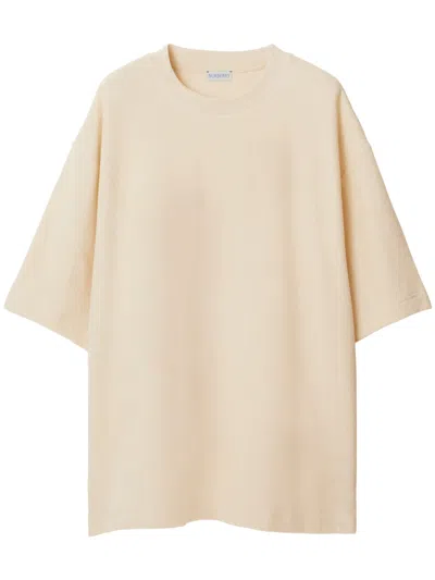 Burberry Logo-jacquard Towelling-finish T-shirt In Nude
