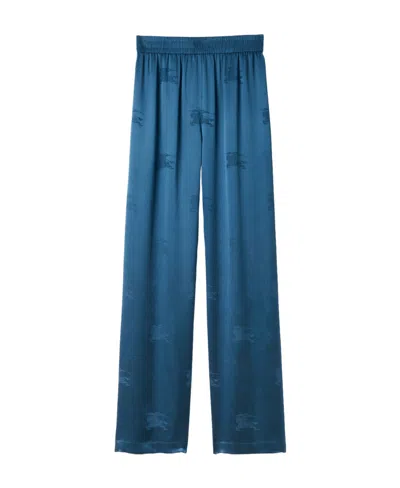 Burberry Logo-jacquard Wide-leg Trousers In Blue