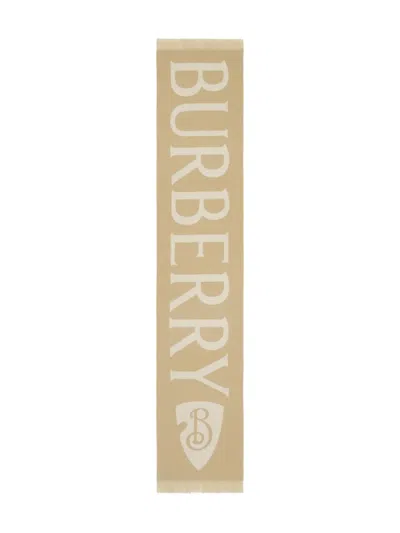 Burberry Logo-jacquard Wool Scarf In Brown