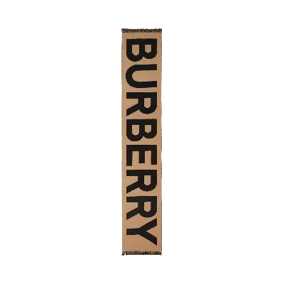 Pre-owned Burberry Logo Jacquard Wool Scarf 'beige' In Cream