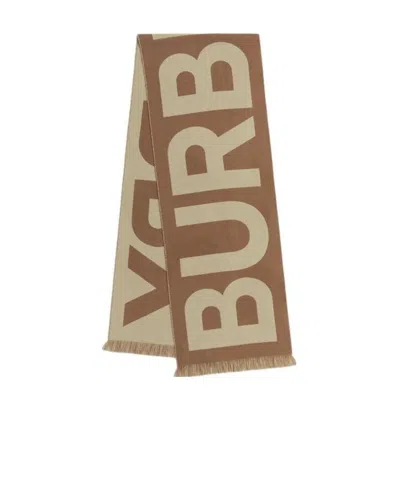 Burberry Logo-jacquard Wool Scarf In Brown