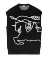 Burberry Ekd Cotton Blend Vest In Black