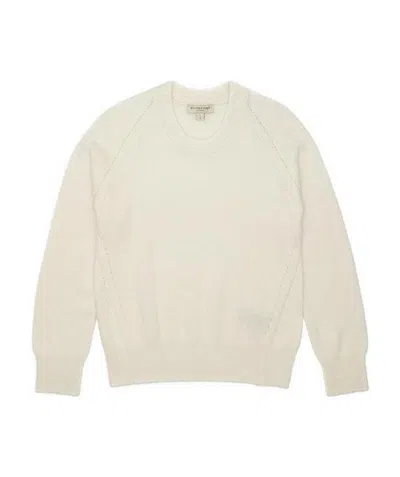 Burberry Logo Knitted Pullover In White