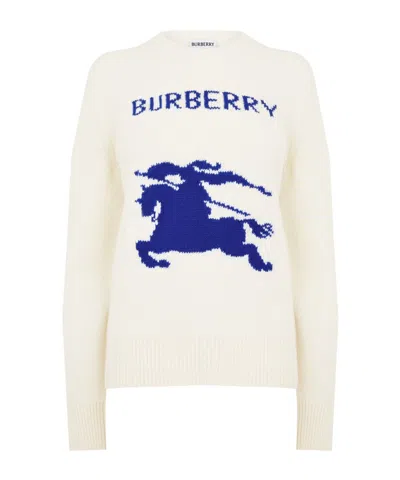 Burberry Logo Knitted Sweater In Neutral