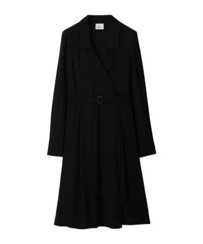 Burberry Logo Lapel Dress In Black