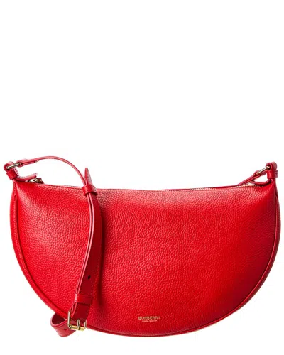 Burberry Logo Leather Shoulder Bag In Red