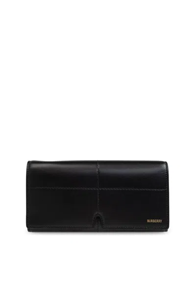 Burberry Logo-lettering Leather Wallet In Black