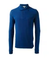 Burberry Logo Long-sleeved Polo Shirt In Blue
