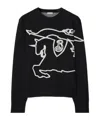 Burberry Black Crewneck Sweater With Maxi Ekd Logo On The Front In Cotton Blend In Black