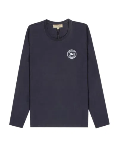 Burberry Logo Long-sleeved T-shirt In Blue