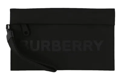 Pre-owned Burberry Logo Nylon Pouch Black