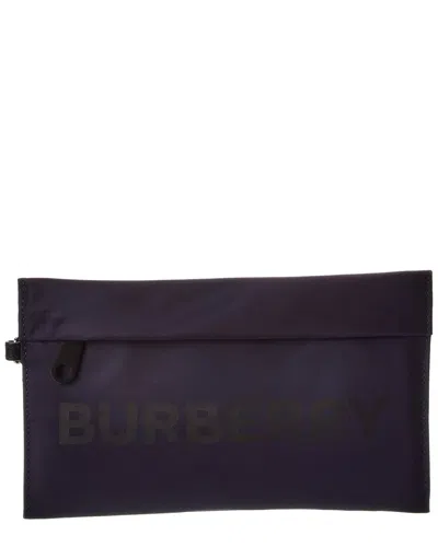 Burberry Logo Nylon Pouch In Blue