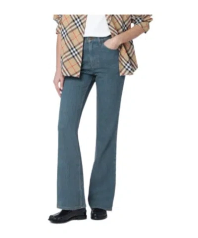 Burberry Logo Patch Bootcut Jeans In Blue