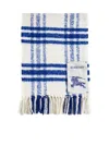 BURBERRY LOGO PATCH CHECKED FRIENGED-EDGE SCARF