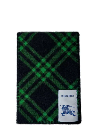 Burberry Green Check Wool Scarf